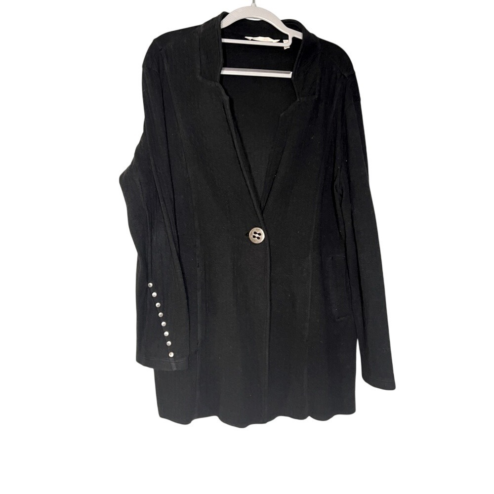 Soft Surroundings‎ black studded cardigan career wear neutral casual business